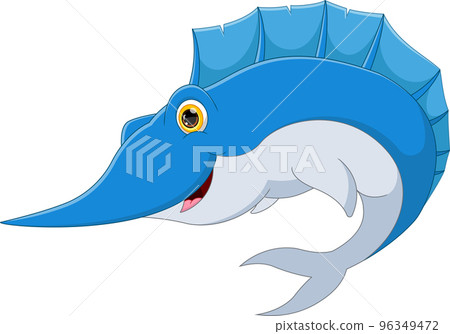 marlin fish cartoon on white background 96349472