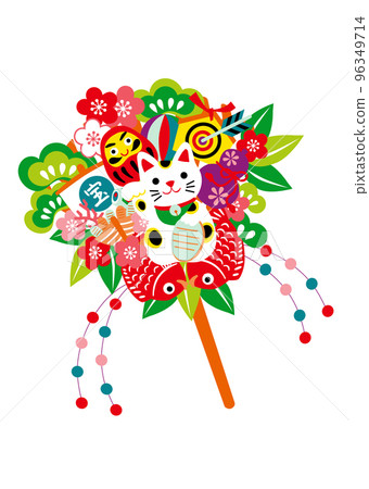 彩色可愛耙圖萬千顧客新年圖標 96349714