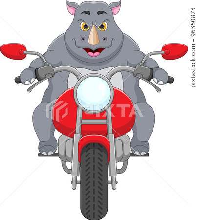 cartoon cute rhino riding a motorcycle cartoon cute rhino riding a motorcycle 96350873