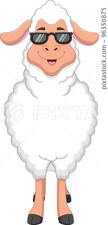 cartoon cute sheep wearing sunglasses cartoon cute sheep wearing sunglasses 96350875