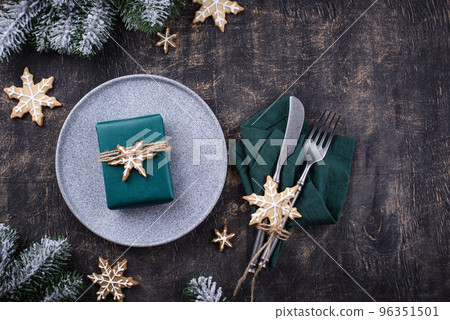 Christmas and New year table setting 96351501