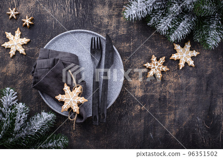 Christmas and New year table setting 96351502