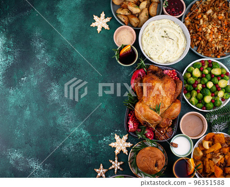 Christmas festive dinner with traditional dishes 96351588
