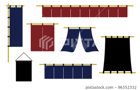 Noren, banner flag illustration set Noren, banner flag illustration set 96352332
