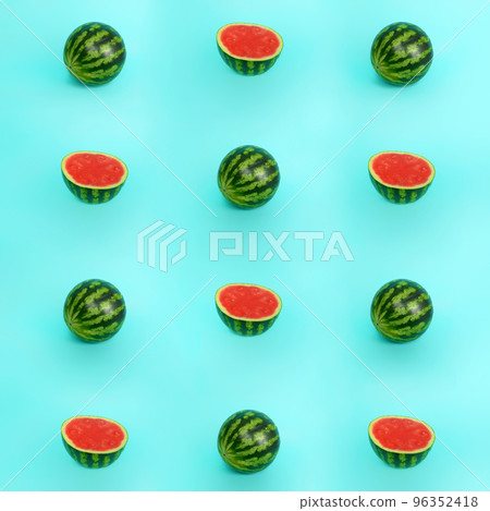 Pattern of summer watermelon on cyan background 96352418