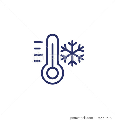 low temperature line icon with a thermometer 96352620