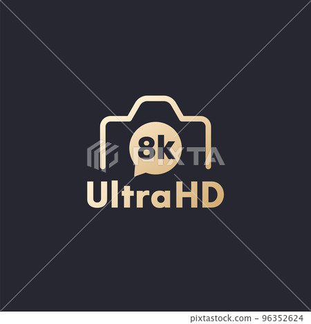 8k video camera icon, gold on dark 8k video camera icon, gold on dark 96352624