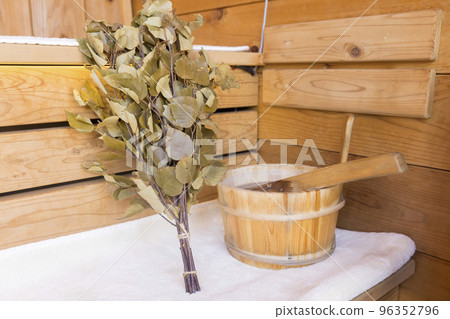 Sauna tub and vihta placed in the sauna 96352796