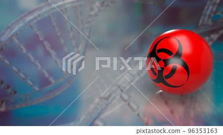 The biohazards logo on red ball for medical or sci concept 3d rendering The biohazards logo on red ball for medical or sci concept 3d rendering 96353163