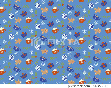 聖誕主題插圖無縫模式水平 96353310