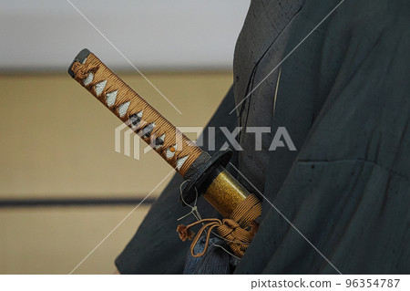Putting a Japanese sword in a haori hakama Putting a Japanese sword in a haori hakama 96354787