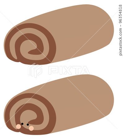 Chocolate roll cake with face and without face Chocolate roll cake with face and without face 96354818