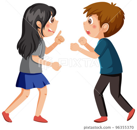 Two kids arguing on white background Two kids arguing on white background 96355370