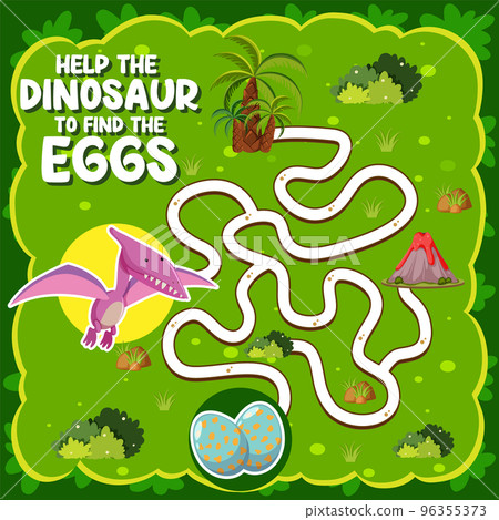 Maze game template in dinosaur theme for kids Maze game template in dinosaur theme for kids 96355373