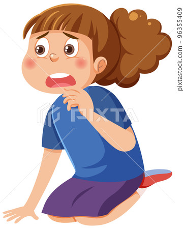A girl sitting with sad expression A girl sitting with sad expression 96355409