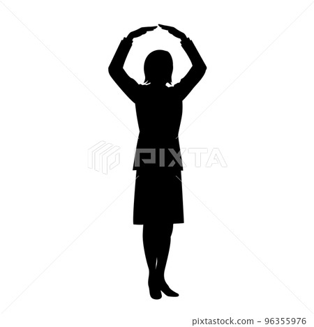Silhouette of a business woman making a circle with her hand 96355976