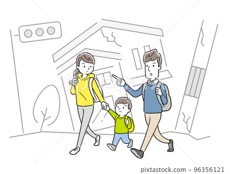 矢量圖素材：災後疏散的家庭 96356121
