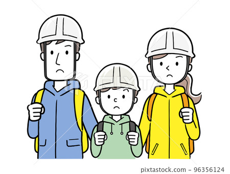 Vector illustration material: Family clothes to evacuate in the event of a disaster Vector illustration material: Family clothes to evacuate in the event of a disaster 96356124