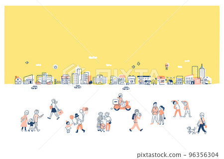 Streetscape and various people Streetscape and various people 96356304