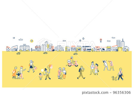Streetscape and various people Streetscape and various people 96356306