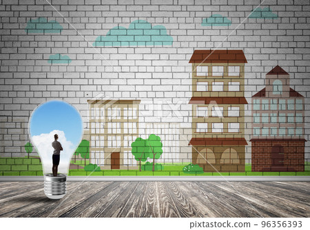 Businesswoman trapped in bulb 96356393