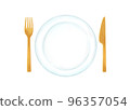 Hand-drawn, watercolor, colored pencil, natural and simple cutlery illustration 96357054