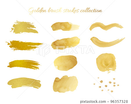金色畫筆描邊集(矢量圖) 金色畫筆描邊集(矢量圖) 96357328