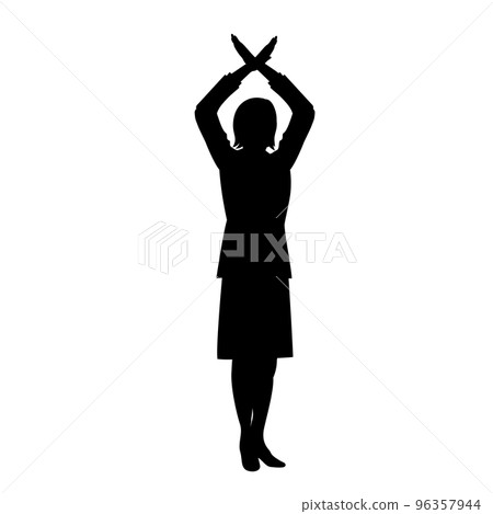 Silhouette illustration of a business woman doing a cross by hand Silhouette illustration of a business woman doing a cross by hand 96357944