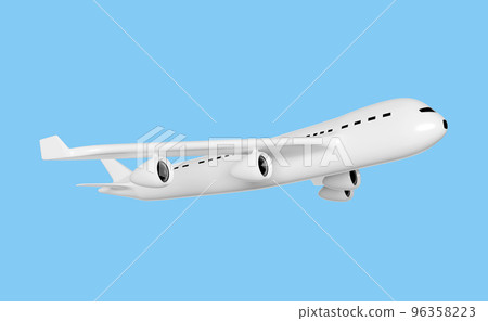 airplane 3d isolated on blue background. jet commercial airplane, plane travel concept, 3d render illustration, include clipping path airplane 3d isolated on blue background. jet commercial airplane, plane travel concept, 3d render illustration, include clipping path 96358223