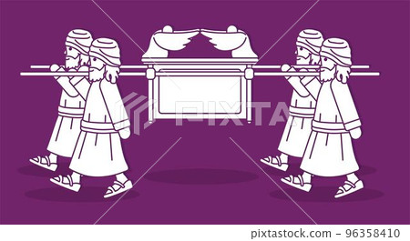 Group of Levi Carrying Ark of the Covenant Cartoon Graphic Vector 96358410