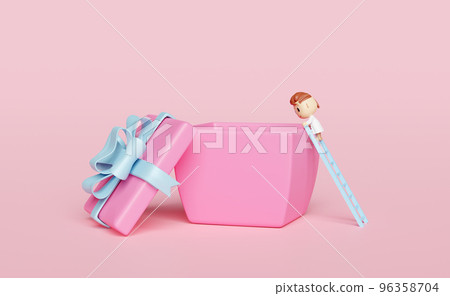 pink open gift box empty with 3d cartoon character boy, climbing stairs isolated on pink background. christmas and new year day concept, minimal abstract, 3d render illustration pink open gift box empty with 3d cartoon character boy, climbing stairs isolated on pink background. christmas and new year day concept, minimal abstract, 3d render illustration 96358704