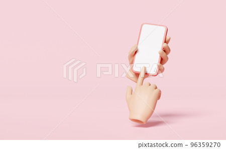 3d hand holding smartphone isolated on pink background. hand using mobile phone, screen phone template, empty screen phone mockup, minimal concept, 3d render illustration 3d hand holding smartphone isolated on pink background. hand using mobile phone, screen phone template, empty screen phone mockup, minimal concept, 3d render illustration 96359270