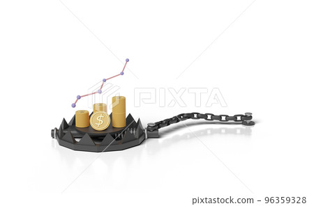3d Bear Trap with charts and graph, money coin dollar 3d Bear Trap with charts and graph, money coin dollar 96359328