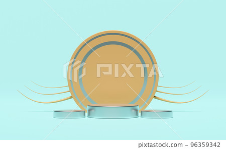 silver podium empty with geometric shapes in blue composition for modern stage display and minimalist mockup, abstract showcase background. Concept 3d illustration or 3d render silver podium empty with geometric shapes in blue composition for modern stage display and minimalist mockup, abstract showcase background. Concept 3d illustration or 3d render 96359342