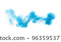 Horizontal blue smoke on white background, 3DCG 96359537
