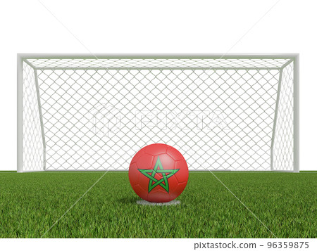 soccer balls in Morocco flags colors on soccer field . 3d rendering soccer balls in Morocco flags colors on soccer field . 3d rendering 96359875
