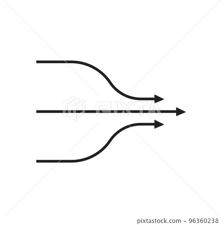 Three merging black arrows. Merger business concept with teamwork 96360238
