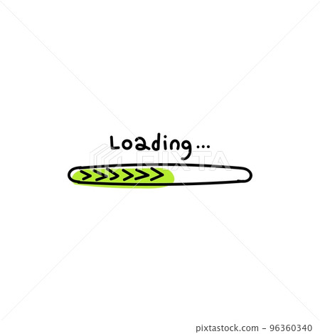 Web loading green bar hand drawn icon Web loading green bar hand drawn icon 96360340