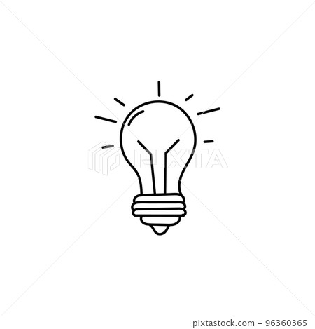 Glowing light bulb hand drawn icon 96360365