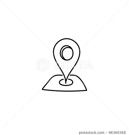 Web map pointer hand drawn icon 96360368