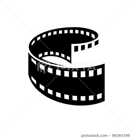 Curved film strip, element for cinema design. Movie and video symbol. Curved film strip, element for cinema design. Movie and video symbol. 96360399