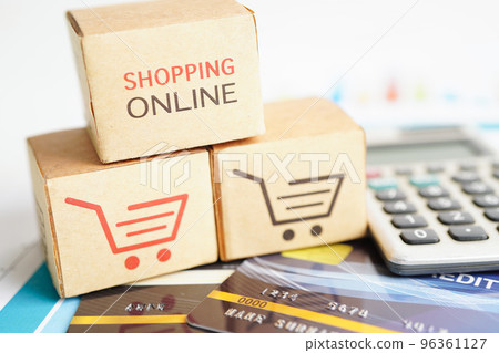 Online shopping, Shopping cart box with credit card , import export, finance commerce. Online shopping, Shopping cart box with credit card , import export, finance commerce. 96361127