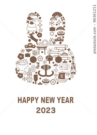 新年賀卡2023兔年 新年賀卡2023兔年 96361251