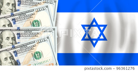 Dollars on flag of Izrael, Izraeli finance, subsidies, social support, GDP concept Dollars on flag of Izrael, Izraeli finance, subsidies, social support, GDP concept 96361276