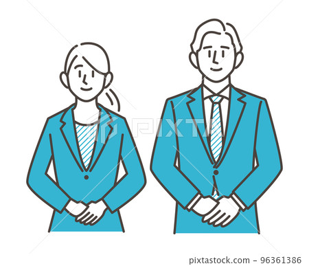 Male and female concierge who joins hands with a smile [business person vector illustration material] 96361386