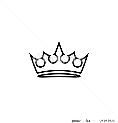 Black monarch tiara icon. Sketch heraldic diadem of royalty and power Black monarch tiara icon. Sketch heraldic diadem of royalty and power 96361680