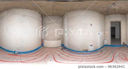 Repair in the bathroom. Full 360 degrees panorama in equirectang Repair in the bathroom. Full 360 degrees panorama in equirectang 96362641