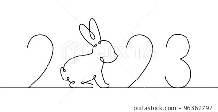 Rabbit one line continuous drawing. Year of the Rabbit 2023. Hare one line illustration. Chinese Lunar Year 2023. Vector illustration. Rabbit one line continuous drawing. Year of the Rabbit 2023. Hare one line illustration. Chinese Lunar Year 2023. Vector illustration. 96362792