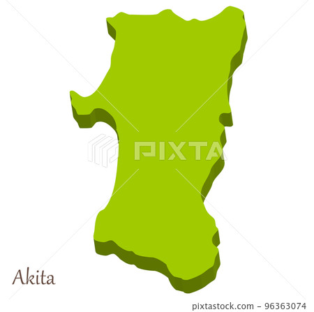 Three-dimensional map and symbol mark of Akita Prefecture Three-dimensional map and symbol mark of Akita Prefecture 96363074