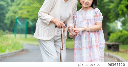 Nursing care senior woman child Nursing care senior woman child 96363120